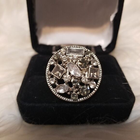 Adjustable silver bling ring  - Picture 2 of 6